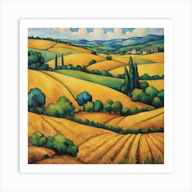 Fields Of Gold Painting Inspired By Paul Cezanne Art Print Art Print