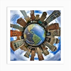 Earth From Space and planet sky Art Print