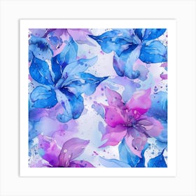 Watercolor Lily Seamless Pattern Art Print