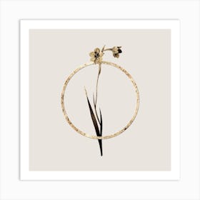 Gold Ring Sword Lily Glitter Botanical Illustration n.0165 Art Print