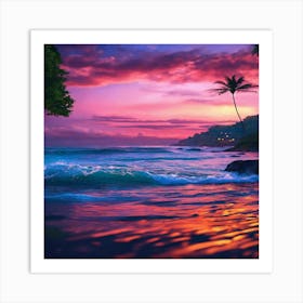 Sunset At The Beach 1 Art Print