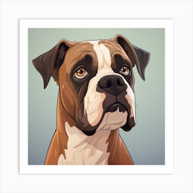 A Cartoon Image Of A Boxer Dog Art Print