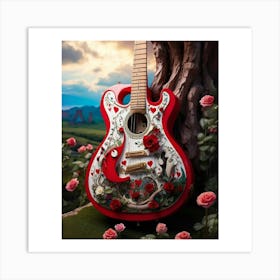 Heartstrings Monarchy Queen Of Hearts Guitar Elegance (22) Art Print