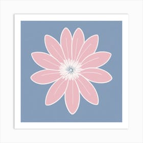 A White And Pink Flower In Minimalist Style Square Composition 644 Art Print