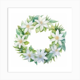 Wreath Of White Flowers Art Print