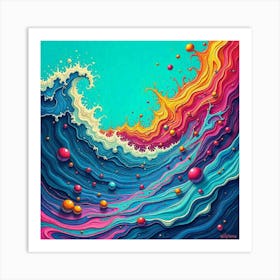 Colorful Wave Painting Art Print