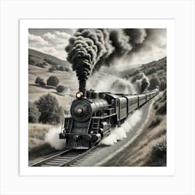 Train On The Tracks art Art Print