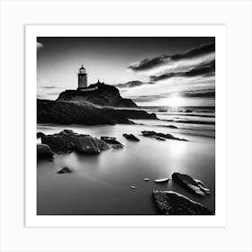 Black And White Lighthouse 13 Art Print