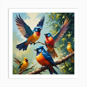 Birds Of Summer Art Print Art Print