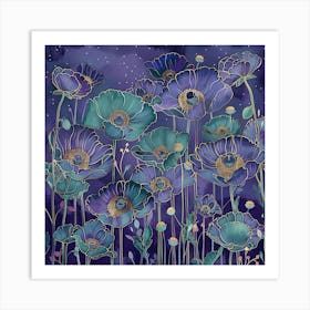 Poppies In The Night Sky Art Print