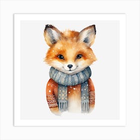 Fox In Scarf 3 Art Print