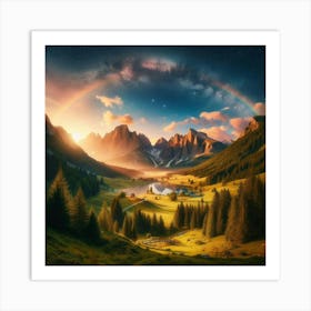 Rainbow Over The Mountains Art Print