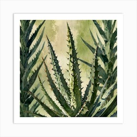 Leonardo Lightning Xl Watercolor Art A White Aloe Plant With G 0 Art Print