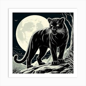 Line Art panther Art Print