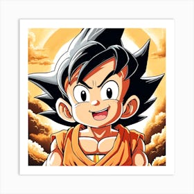 Kid Goku Painting (18) Art Print