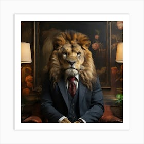 Lion In A Suit Art Print