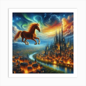 Horse In The City Art Print