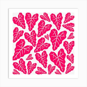 Pink Leaves Pattern Art Print