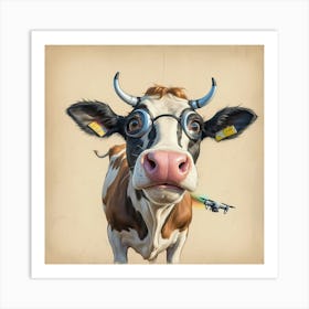 Cow With Glasses 2 Art Print