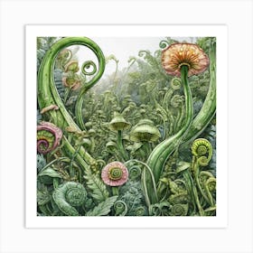 Ferns And Flowers Art Print