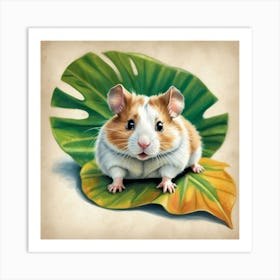 Hamster On Leaf Art Print