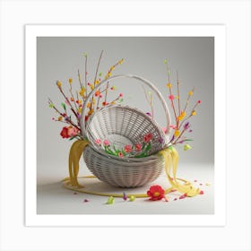 Basket With Flowers 1 Art Print