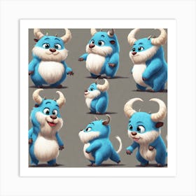 Blue Monsters Art Print