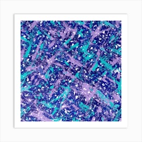 Blue And Purple Splatter Art Print