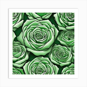 Green Roses 5 Art Print