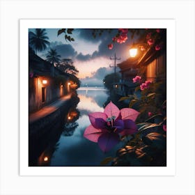 Flower By The Water Art Print