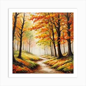 Forest In Autumn In Minimalist Style Square Composition 46 Art Print