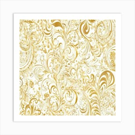 Gold Paisley Pattern Art Print