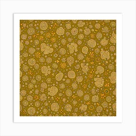 A Pattern Featuring Amoeba Like Blobs Shapes With Edges, Flat Art, 118 Art Print