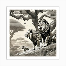 Lions In The Wild 1 Art Print