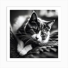 Black And White Cat 14 Art Print