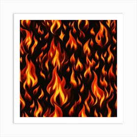 Flames On Black Background 28 Art Print