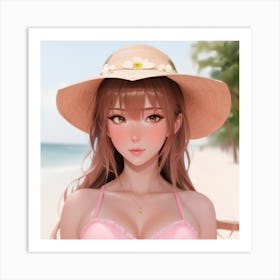 Anime Girl With Hat Art Print