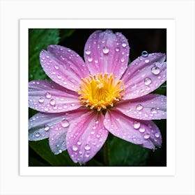 Raindrops On A Pink Flower Art Print