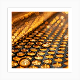 Water Droplets On A Metal Surface Art Print