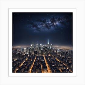 New York City At Night Art Print