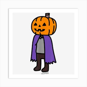 Jack O Lantern Pumpkin Cute Halloween Kawaii Costume Art Print