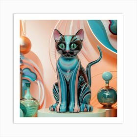 Cat In A Bottle Art Print