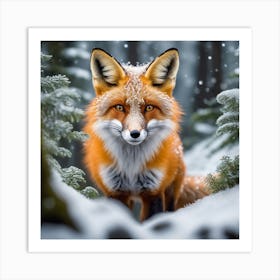 Red Fox In The Snow 5 Art Print