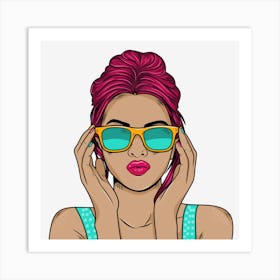 Girl With Pink Hair And Sunglasses Art Print