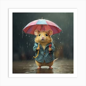 Mouse In The Rain Art Print