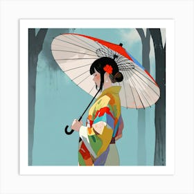 Japanese girl with umbrella 4 Art Print