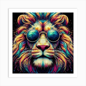 Lion With Sunglasses / Abstract / Trippy Art Print