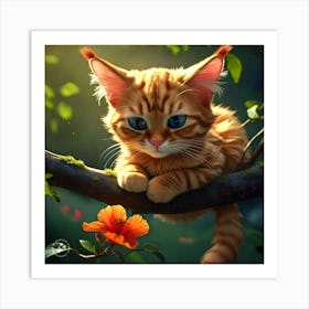 Cat In A Tree Art Print