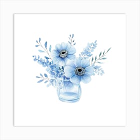 Watercolor Blue Floral 27 Art Print