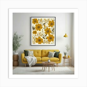 Always Blooming Good Mood Mustard Yellow Living Room A 1 Art Print